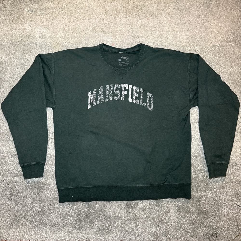 18 East Green handprinted Mansfield fleece lined oversized crewneck sweater